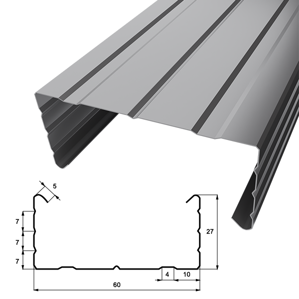 Профиль 60х27 (3000х0,3; Отб. нет; Цинк; С перфорацией)